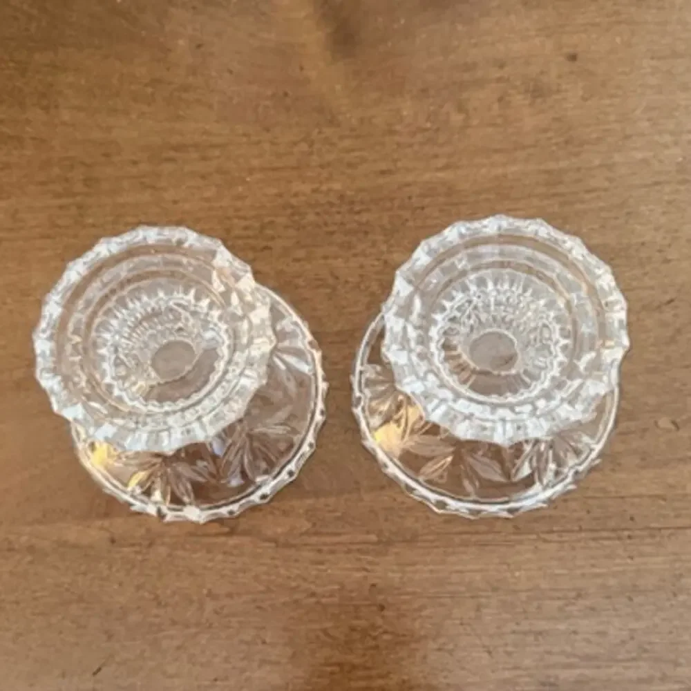 Vintage 1990s Princess House Highlights 24% Lead Crystal Candle Lamps 7” Set 2